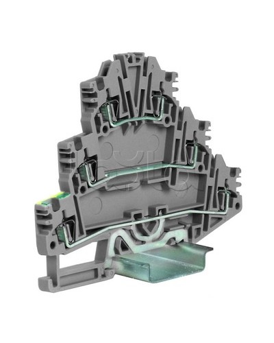 Зажим трех-уровневый c заземлением на нижнем уровне 2,5 кв.мм, серый DKC ZHL500GR в Йошкар-Оле Держатели, клипсы, скобы Pintop.ru