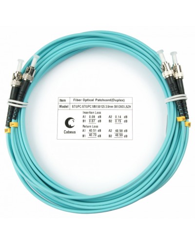 Шнур оптический duplex ST-ST 50/125 mm OM3 25м LSZH Cabeus FOP-50-ST-ST-25m в Йошкар-Оле Патч-корды и пигтейлы Pintop.ru