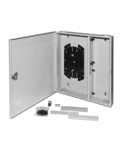 Бокс оптический универсальный настенный, от 8 до 32 портов (SC, duplex LC, ST, FC) Hyperline FO-WBX-4xSLT-W140H42-32UN-GY в Йошкар-Оле Кросс оптический Pintop.ru