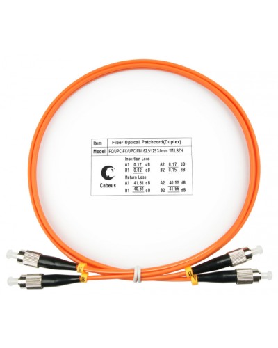 Шнур оптический duplex FC-FC 62,5/125 mm 1м LSZH Cabeus FOP-62-FC-FC-1m в Йошкар-Оле Патч-корды оптические Pintop.ru