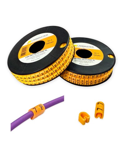 Клипса маркировочная на кабель диаметром 3.6–7.4 мм, символ C, 500 шт., желтая LANMASTER LAN-MCC-EC2C/500-YL в Йошкар-Оле Аксессуары для стоек и шкафов Pintop.ru