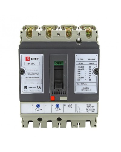 Выключатель автоматический ВА-99C (Compact NS) 160/125А 3P+N 36кА EKF PROxima (mccb99C-160-125+N) в Йошкар-Оле Электротехническое оборудование Pintop.ru
