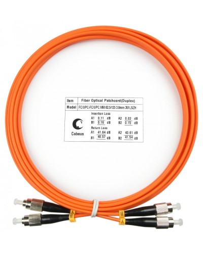 Шнур оптический duplex FC-FC 62,5/125 mm 3м LSZH Cabeus FOP-62-FC-FC-3m в Йошкар-Оле Патч-корды оптические Pintop.ru