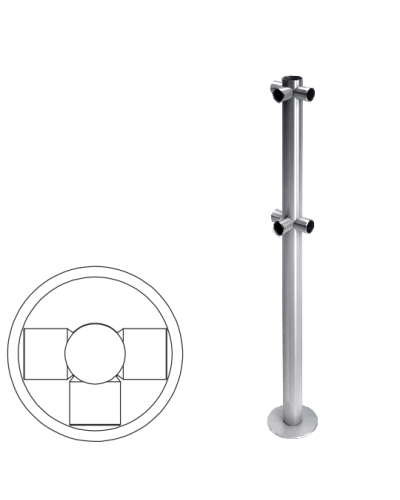 Стойка огражденияT-образная трехсторонняя Oxgard Стойка ограждения T-образная (ВЗР 1996.04) в Йошкар-Оле Ограждения Pintop.ru