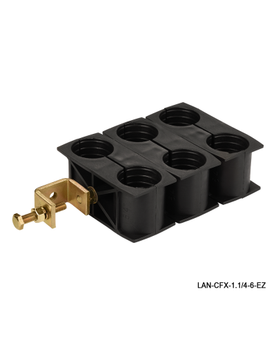 Комплект крепления для 6-ти коаксиальных кабелей диаметром 1-1/4, со струбциной LANMASTER LAN-CFX-1.1/4-6-EZ в Йошкар-Оле Аксессуары для стоек и шкафов Pintop.ru