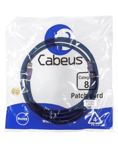 Патч-корд S/FTP Cabeus PC-SSTP-RJ45-Cat.8-2m-LSZH в Йошкар-Оле Патчкорды (медные) Pintop.ru