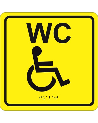 Табличка тактильная Hostcall MP-010Y3Туалет для инвалидов (200x200мм) желтый в Йошкар-Оле Система оповещения и трансляции Hostcall Pintop.ru