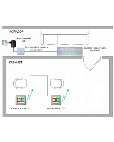 Радиокомплект светового и звукового вызова Hostcall MP-911W2 в Йошкар-Оле Система оповещения и трансляции Hostcall Pintop.ru