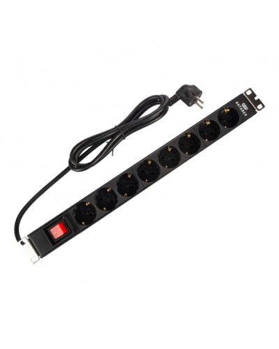 Блок распределения 19 (PDU) с выключателем на 16А, 8 разъемов SHUKO, шнур питания 1,8 м, черныйDatarex DR-432121 в Йошкар-Оле Блоки розеток Pintop.ru