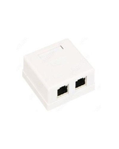 Розетка компьютерная RJ-45 (8P8C), категория 5e, двойная, внешняя (настенная), Dual IDC, белая в Йошкар-Оле Розетки компьютерные и телефонные Pintop.ru
