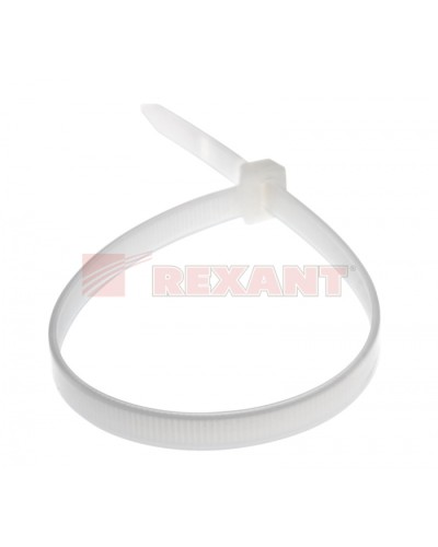 Хомут-стяжка нейлоновый, широкий 8х300 мм белый (100шт/уп) REXANT 07-0302 в Йошкар-Оле Стяжки-хомуты Pintop.ru
