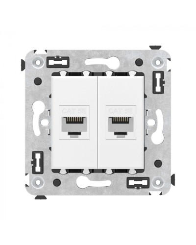 Компьютерная розетка RJ-45 без шторки в стену, кат.5е двойная, Avanti, Белое облако DKC 4400664 в Йошкар-Оле Розетки компьютерные и телефонные Pintop.ru