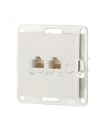 Розетка компьютерная двойная 2хRJ-45 кат.5е с накладкой (белый) LK80 Экопласт (846204-1) в Йошкар-Оле Розетки компьютерные и телефонные Pintop.ru