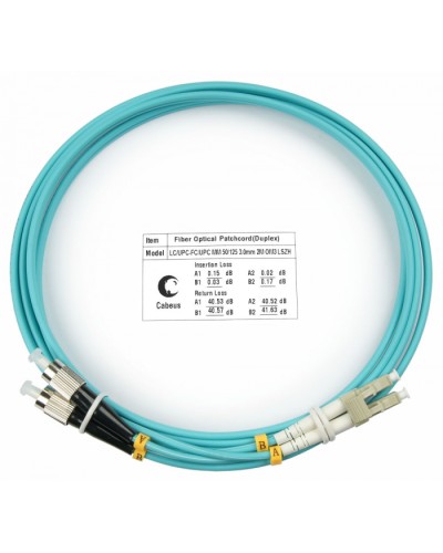 Шнур оптичесикй duplex LC-FC 50/125 MM OM3 2 м LSZH Cabeus FOP-50-LC-FC-2M в Йошкар-Оле Патч-корды оптические Pintop.ru
