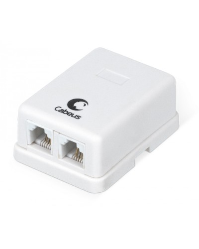 Розетка телефонная RJ-12(6P4C), двойная, внешняя, белая Cabeus WS-6P4C-TEL-2 в Йошкар-Оле Розетки компьютерные и телефонные Pintop.ru