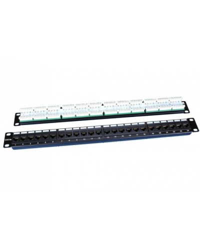 Патч-панель 19, 1U, 24 порта RJ-45, категория 5e, Dual IDC, ROHS, цвет черный Hyperline PP3-19-24-8P8C-C5E-110D в Йошкар-Оле Патч панель Pintop.ru