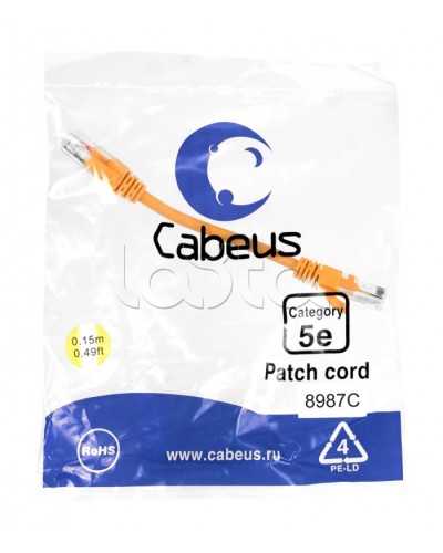 Патч-корд медный U/UTP кат.5е (0,15м) LSZH (оранжевый) Cabeus (PC-UTP-RJ45-Cat.5e-0.15m-OR-LSZH) в Йошкар-Оле Патчкорды (медные) Pintop.ru