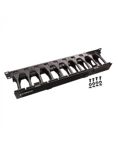 Кабельный органайзер 19 c пластиковыми пальцами глубиной 106 мм и крышкой, 1U LANMASTER (LAN-ORG-PF/S-1U) в Йошкар-Оле Кабельные органайзеры Pintop.ru