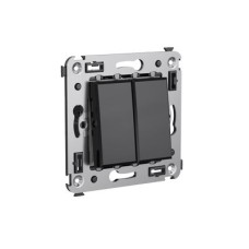 Выключатель двухклавишный в стену, "Avanti", "Черный квадрат" DKC 4402104