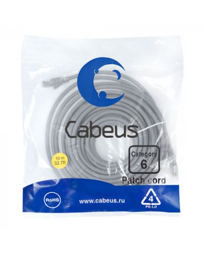 Патч-корд медный U/UTP кат.6 (10м) LSZH (серый) Cabeus (PC-UTP-RJ45-Cat.6-10m-LSZH) в Йошкар-Оле Патчкорды (медные) Pintop.ru