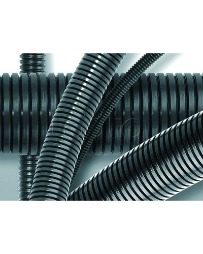 Труба ПА 6 гибкая гофр. д.29мм, ПВ-0, без протяжки, 50м, цвет тёмно-серый DKC 80029 в Йошкар-Оле Труба гофрированная Pintop.ru