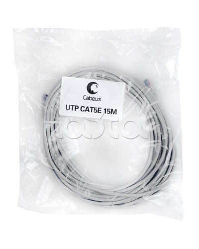 Патч-корд UTP, категория 5e, 15 м, неэкранированный, серый Cabeus PC-UTP-RJ45-Cat.5e-15m в Йошкар-Оле Патчкорды (медные) Pintop.ru
