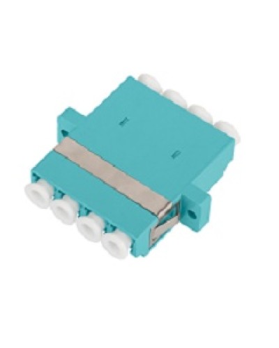 Адаптер NIKOMAX волоконно-оптический, соединительный, многомодовый, стандарта OM3, LC/UPC-LC/UPC, квадро, пластиковый, без шторки, с фланцами, аква, уп-ка 2шт. в Йошкар-Оле Проходные адаптеры и розетки оптические Pintop.ru