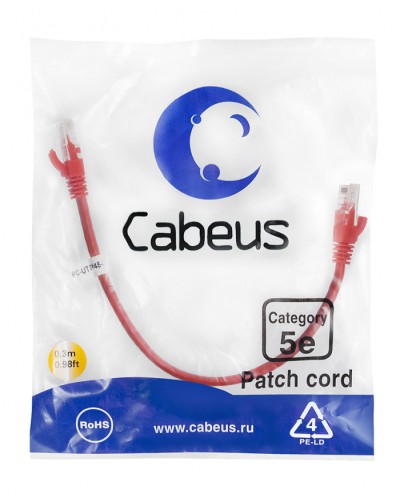 Патч-корд медный U/UTP кат.5е (0,3м) LSZH (красный) Cabeus (PC-UTP-RJ45-Cat.5e-0.3m-RD-LSZH) в Йошкар-Оле Патчкорды (медные) Pintop.ru
