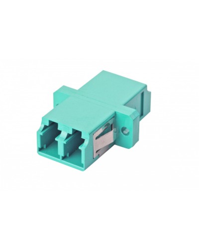 Оптический адаптер OM3, дуплекс LC, с фланцами, бирюзовый Eurolan (36A-30-2L-02AQ) в Йошкар-Оле Проходные адаптеры и розетки оптические Pintop.ru