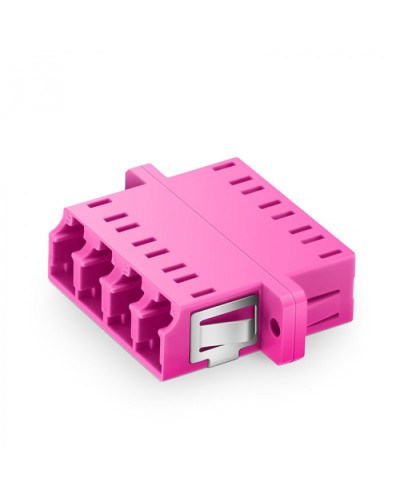 Оптический адаптер OM4, квадро LC, с фланцами, пурпурный Eurolan (36A-40-4L-02MG) в Йошкар-Оле Проходные адаптеры и розетки оптические Pintop.ru
