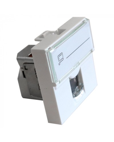 Вставка Mosaic 45x45, RJ-45 STP, кат.6, со шторкой и увеличенным окном маркировки, белая LANMASTER LAN-SIP-23S6-WH в Йошкар-Оле Модули Keystone Pintop.ru