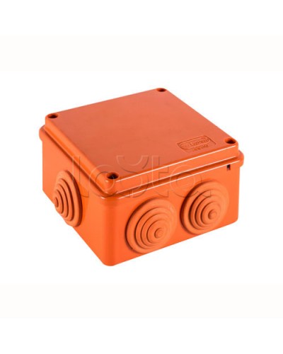 JBS100 Коробка огн. E110, о/п 100х100х55мм, без галогена, 6 вых., IP55, цвет оранж. Экопласт (43377HF) в Йошкар-Оле Коробки (ОКЛ) Экопласт Pintop.ru