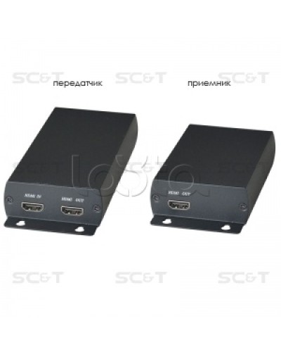 Комплект (передатчик + приёмник) для передачи HDMI по одному кабелю витой пары SC&T HE03 в Йошкар-Оле Видеоусилители, Модуляторы, Делители Pintop.ru
