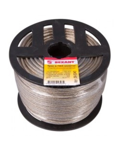 Трос стальной в ПВХ изоляции d4 мм (100 м) REXANT 09-5240 в Йошкар-Оле Крепежные изделия Pintop.ru