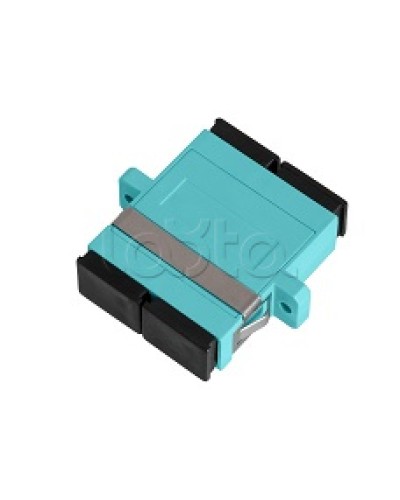 Адаптер NIKOMAX волоконно-оптический, соединительный, многомодовый, стандарта OM3, SC/UPC-SC/UPC, двойной, пластиковый, без шторки, с фланцами, аква, уп-ка 2шт. NIKOMAX (NMF-OA2M3-FN-SCU-SCU-AQ-2) в Йошкар-Оле Проходные адаптеры и розетки оптические Pint