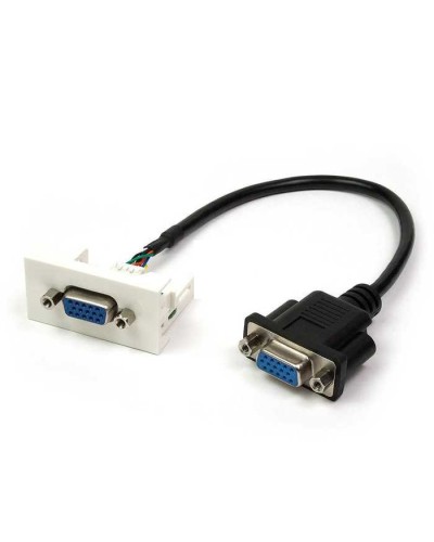 Вставка Mosaic 22.5x45 с адаптером VGA D-SUB HDB-15 мама, со шнуром 3 м мама, белая LANMASTER LAN-WA-LP-VGA-FF-3.0 в Йошкар-Оле Коммутационные изделия Pintop.ru