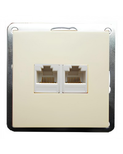 Розетка телефонная двойная 2хRJ-11 с накладкой (бежевый) LK60 (865601-1) в Йошкар-Оле Розетки компьютерные и телефонные Pintop.ru