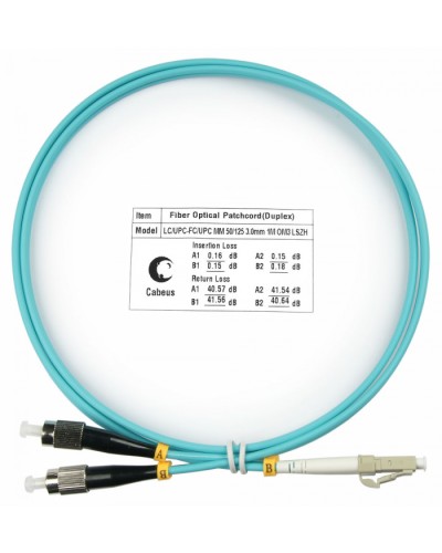 Шнур оптичесикй duplex LC-FC 50/125 MM OM3 1 м LSZH Cabeus FOP-50-LC-FC-1M в Йошкар-Оле Патч-корды оптические Pintop.ru