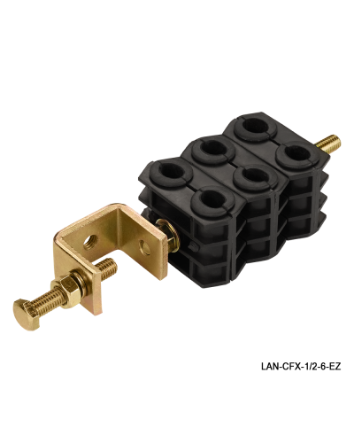 Комплект крепления для 6-ти коаксиальных кабелей диаметром 3/8-1/2, со струбциной LANMASTER LAN-CFX-1/2-6-EZ в Йошкар-Оле Аксессуары для стоек и шкафов Pintop.ru