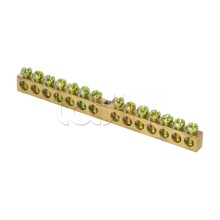 Шина PEN "ноль-земля" (8х12мм) 14 отверстий латунь крепеж по центру розничный стикер EKF (sn0-125-14-c-r)