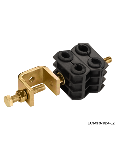 Комплект крепления для 4-х коаксиальных кабелей диаметром 3/8-1/2, со струбциной LANMASTER LAN-CFX-1/2-4-EZ в Йошкар-Оле Аксессуары для стоек и шкафов Pintop.ru