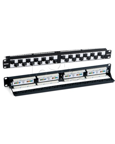 Патч-панель 19, 1U, с угловыми портами, 24 порта RJ-45, категория 6 Hyperline PP2A-19-24S-8P8C-C6-110 в Йошкар-Оле Патч панель Pintop.ru