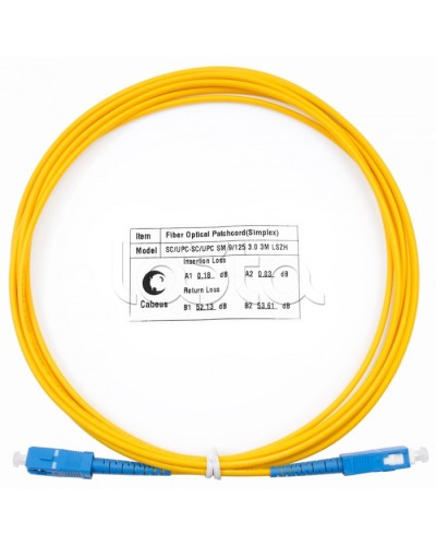 Патч-корд волоконно-оптический (шнур) SM 9/125 simplex SC-SC LSZH (3м) Cabeus FOP(s)-9-SC-SC-3m в Йошкар-Оле Патч-корды оптические Pintop.ru
