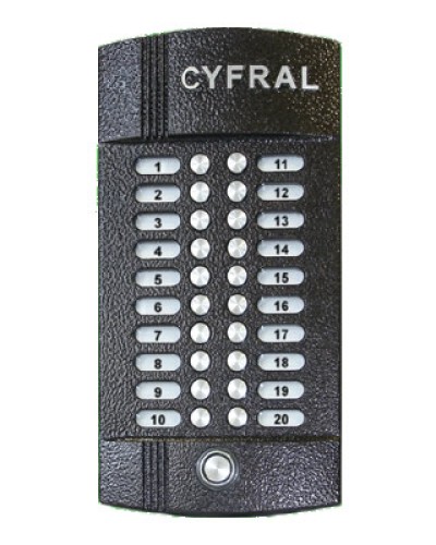 Блок вызова аудиодомофона на 20 абонентов Цифрал M-20M/T в Йошкар-Оле Блоки вызова многоабонентные Pintop.ru