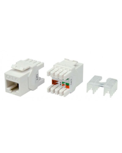 Вставка Keystone Jack RJ-45(8P8C) Hyperline KJ8-8P8C-C6-180-WH в Йошкар-Оле Модули Keystone Pintop.ru