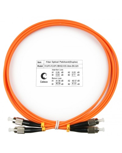 Шнур оптический duplex FC-FC 62,5/125 mm 2м LSZH Cabeus FOP-62-FC-FC-2m в Йошкар-Оле Патч-корды оптические Pintop.ru