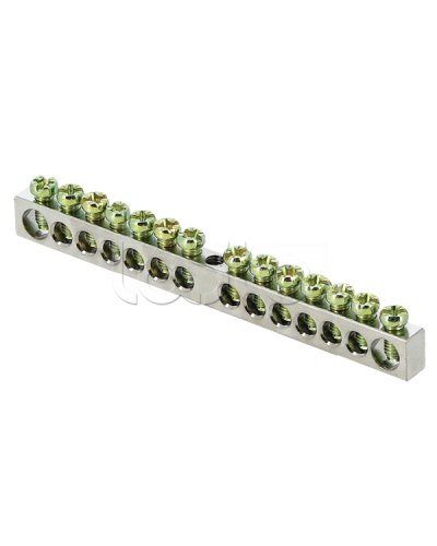 Шина PEN ноль-земля (6x9мм) 14 отв. цинк крепеж по центру EKF PROxima (sn1-63-14) в Йошкар-Оле Аксессуары для стоек и шкафов Pintop.ru