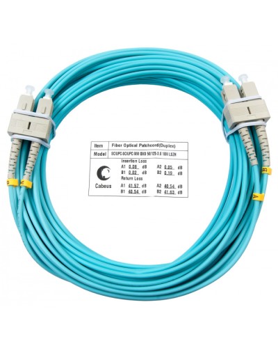 Шнур оптический duplex SC-SC 50/125 mm OM3 20м LSZH Cabeus FOP-50-SC-SC-20m в Йошкар-Оле Патч-корды и пигтейлы Pintop.ru