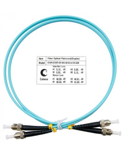 Шнур оптический duplex ST-ST 50/125 mm OM3 1м LSZH Cabeus FOP-50-ST-ST-1m в Йошкар-Оле Патч-корды и пигтейлы Pintop.ru