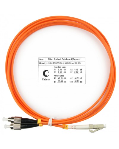 Шнур оптический duplex LC-FC 62,5/125 mm 1,5м LSZH Cabeus FOP-62-LC-FC-1,5m в Йошкар-Оле Патч-корды оптические Pintop.ru